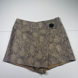 ZARA Snake Print Wrap Skort – Trendy Neutral Animal Print – Size S